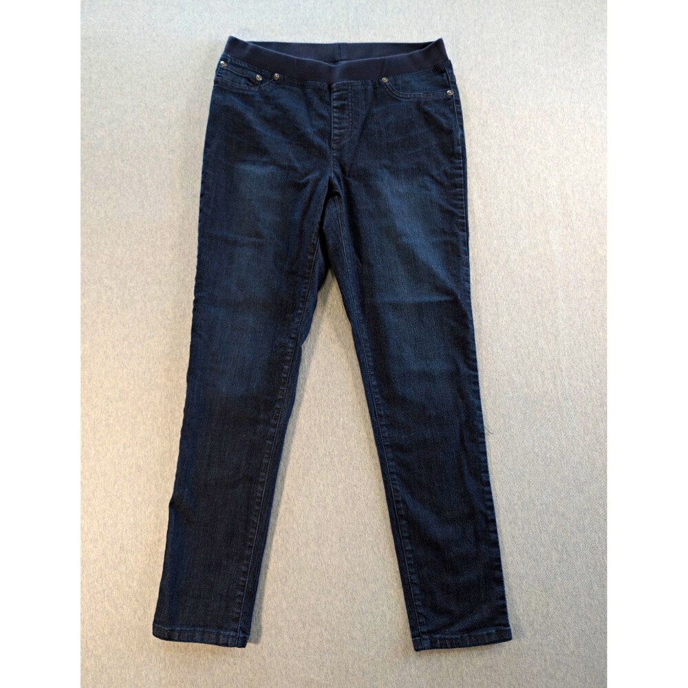 Chico's Womens Size 10 Dark Wash Skinny Jeans Stretch Mid Rise 5-Pocket